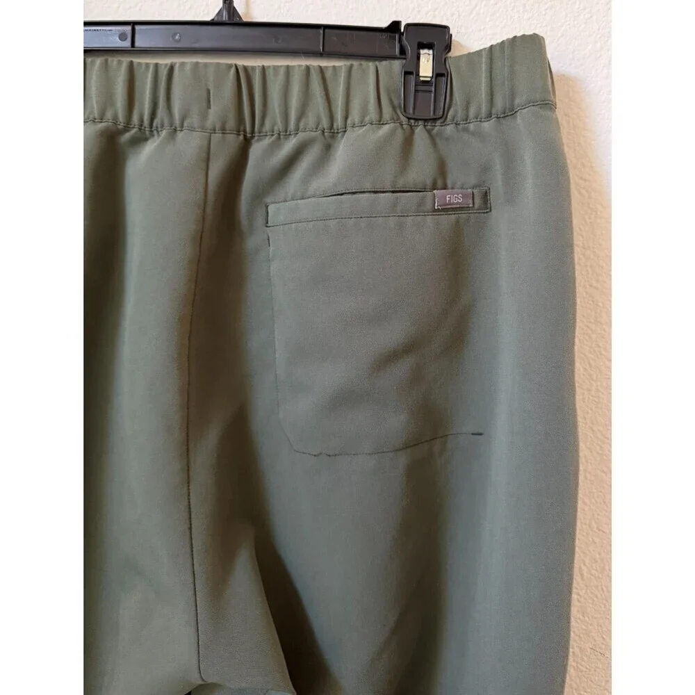 FIGS Green Jogger Scrub Pants with Button and Zipper Elastic Waistband XL